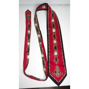 Ottimo Uomo Mens Red Black Baroque Medallion Silk Necktie Chandelier Print